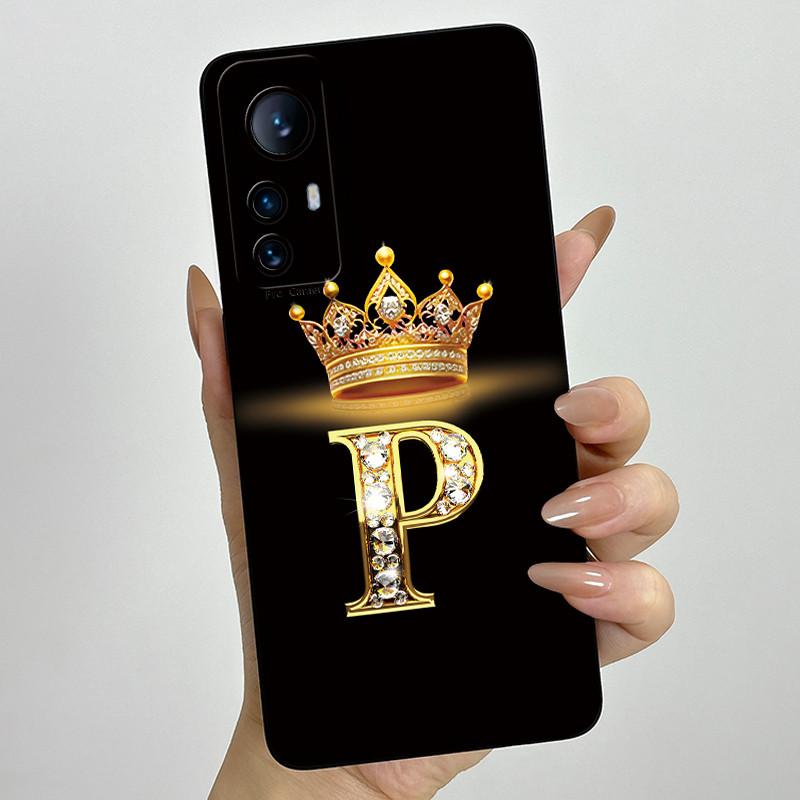 Чехол для Xiaomi 12 Lite Чехол для Xiaomi 12T Pro 5G Чехол с буквой-короной для пары Мягкий жидкий силикон Защитная задняя крышка для объектива