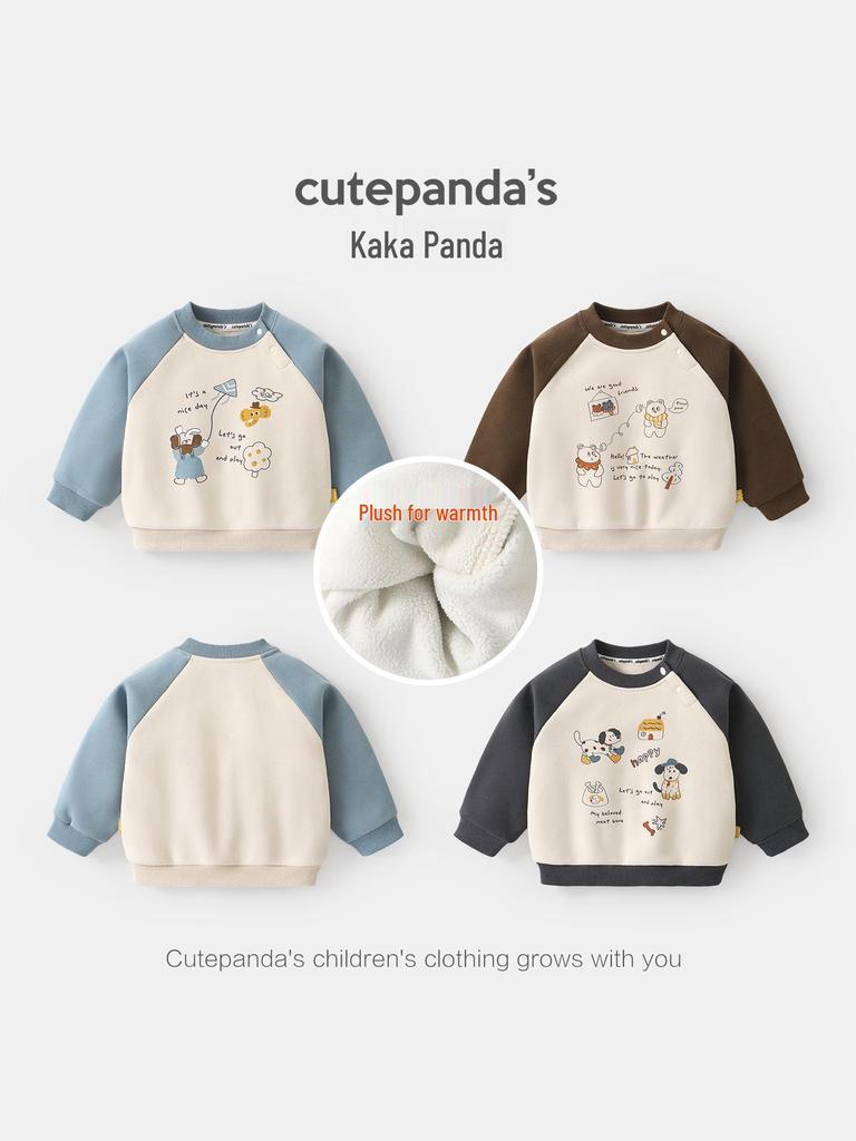 Kaka Panda Kids' Winter Fleece Sweatshirt - Warm Top for Boys and Girls