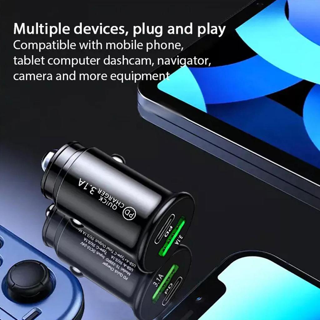 Автомобильное зарядное устройство USB C QC 3.0 PD 20 Вт Type C для быстрой зарядки телефона в автомобиле для iPhone 12 13 Pro