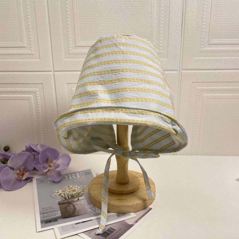 Striped fisherman's hat, female hat, summer big eaves, niche unique, thin breathable face small visor