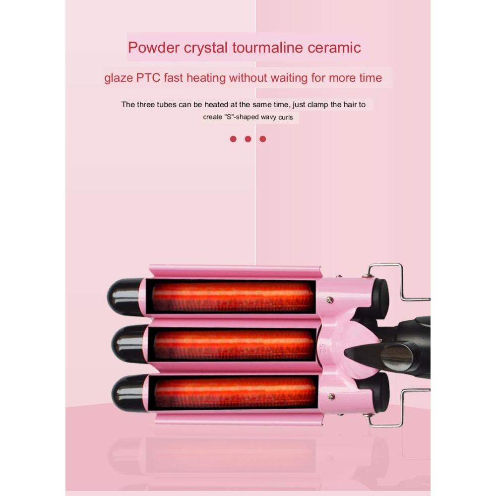 Палка для завивки дома Палочка для яичного рулета Золотая щипцы для завивки с тремя трубками Большая волна Электрическая палочка для завивки Шина