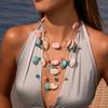 GEMCHIC Женское Винтажное Геометрическое Многослойное Ожерелье из Смолы и Камня с Золотой Цепочкой Statement Бижутерия для Ключиц на Вечеринку