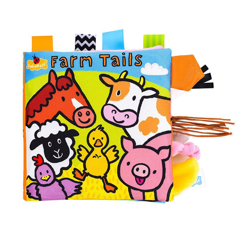 Lakarose Детская тканевая книжка с хвостиком 3D шуршащая бумага, устойчивая к разрыву, книга для раннего развития для новорожденных