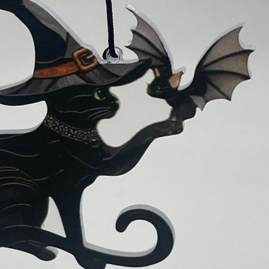 Украшение на Хэллоуин, человеческое сердце, корень дерева, черная кошка, призрачная статуэтка, ручная работа, акриловый кулон для стола, сада, офиса