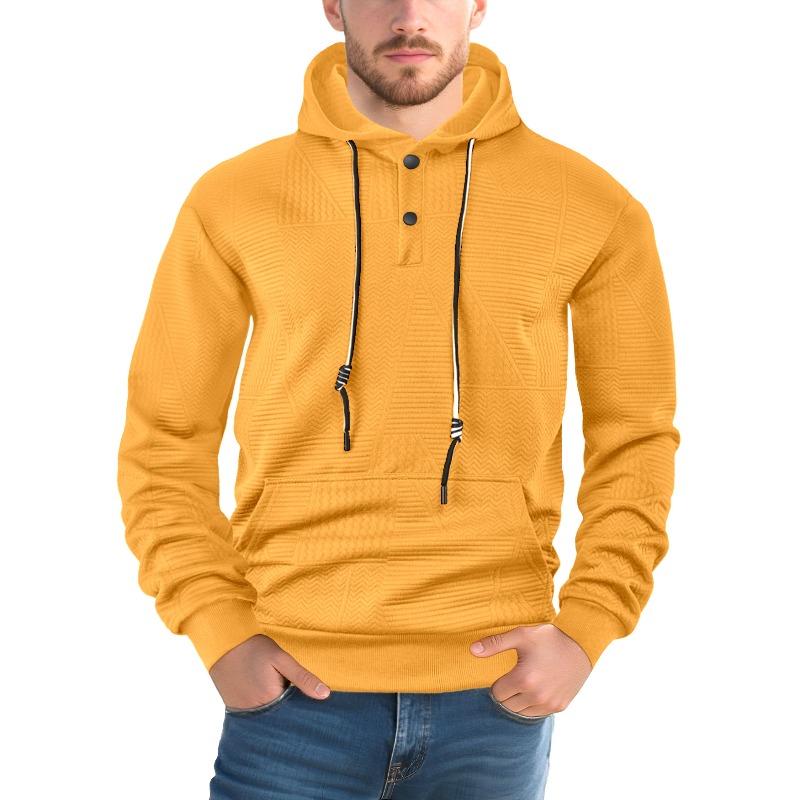Men's New Solid Color Hooded Pullover Sweatshirt, Loose Fit Trendy Long Sleeve Casual Sports Hoodie for Spring and Autumn