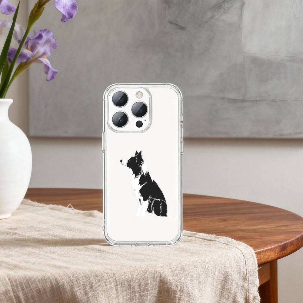 Милый бордер-колли собака Чехол для телефона Для iPhone17,16,15,14,13Pro Max,us,Мягкий силиконовый прозрачный чехол