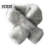 Daily Commute Cold Protection Plush Cross Scarf, Stylish Faux Fur Winter Neck Warmer, Soft Warm Wrap for Coat Double-Sided Thermal Elegant Scarf