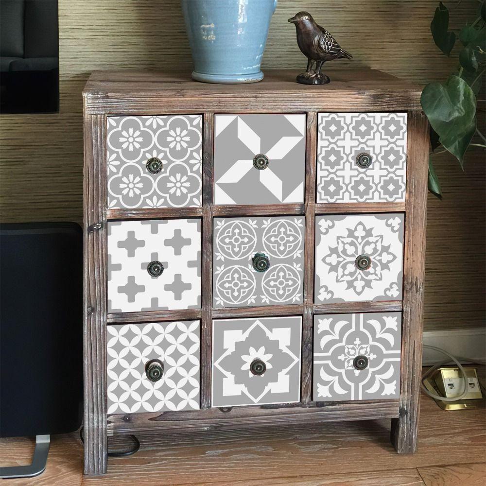 24Pcs/Set Mandala Style Ceramics Wall Sticker Waterproof Tile Decoration Film Wardrobe