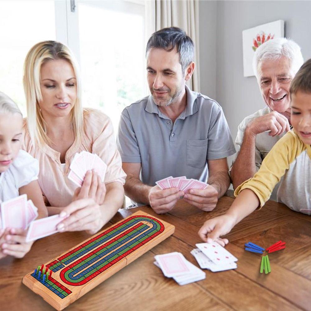 Деревянная игра Cribbage Wars Классическая доска для подсчета очков Набор для игры в Cribbage со встроенным отделением для хранения
