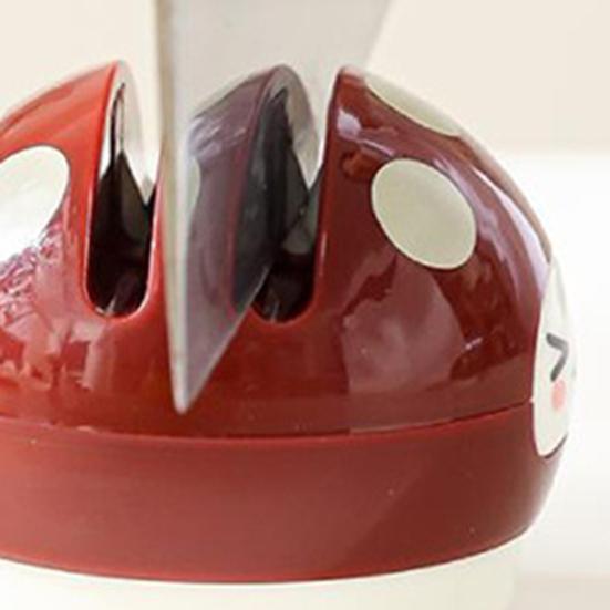 Ceramic Cutter Sharpener Small Mushroom Shape Kitchen Tool Sharpener with Vacuum Suction Cup Base Double Groove Kitchen Gadget