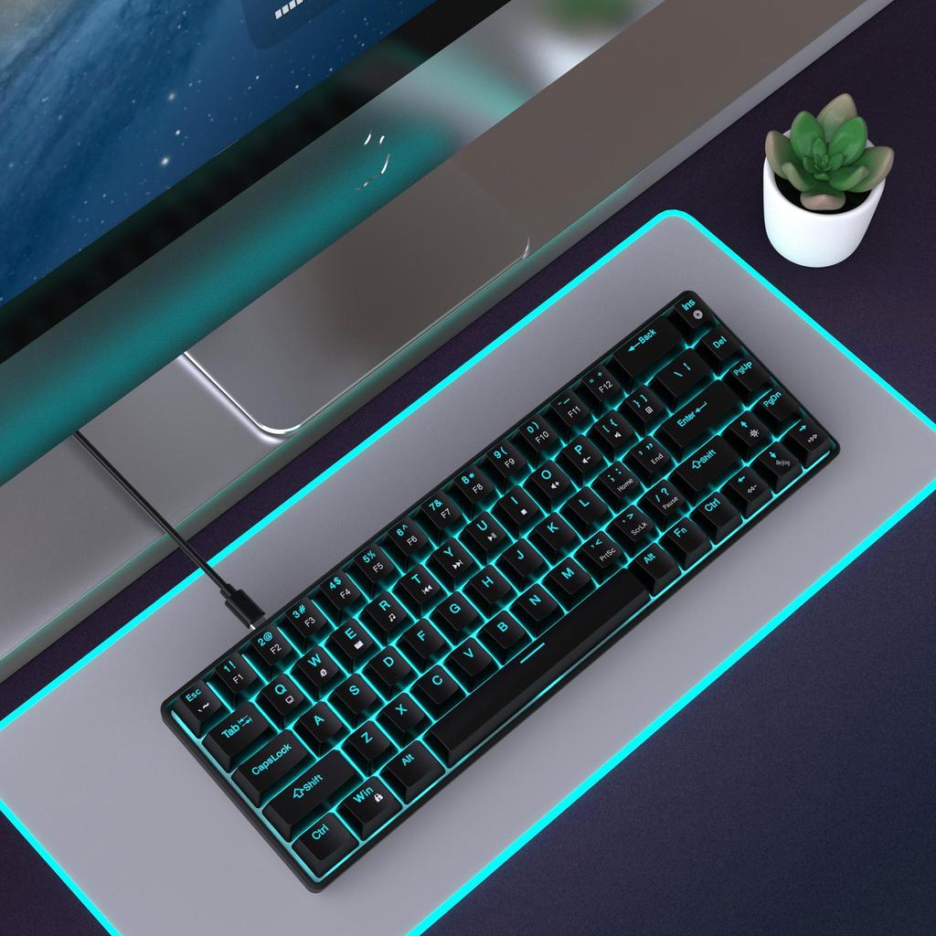 Механическая игровая клавиатура V800 с 68 клавишами, сменным стержнем и двухцветными клавишами с голубой подсветкой