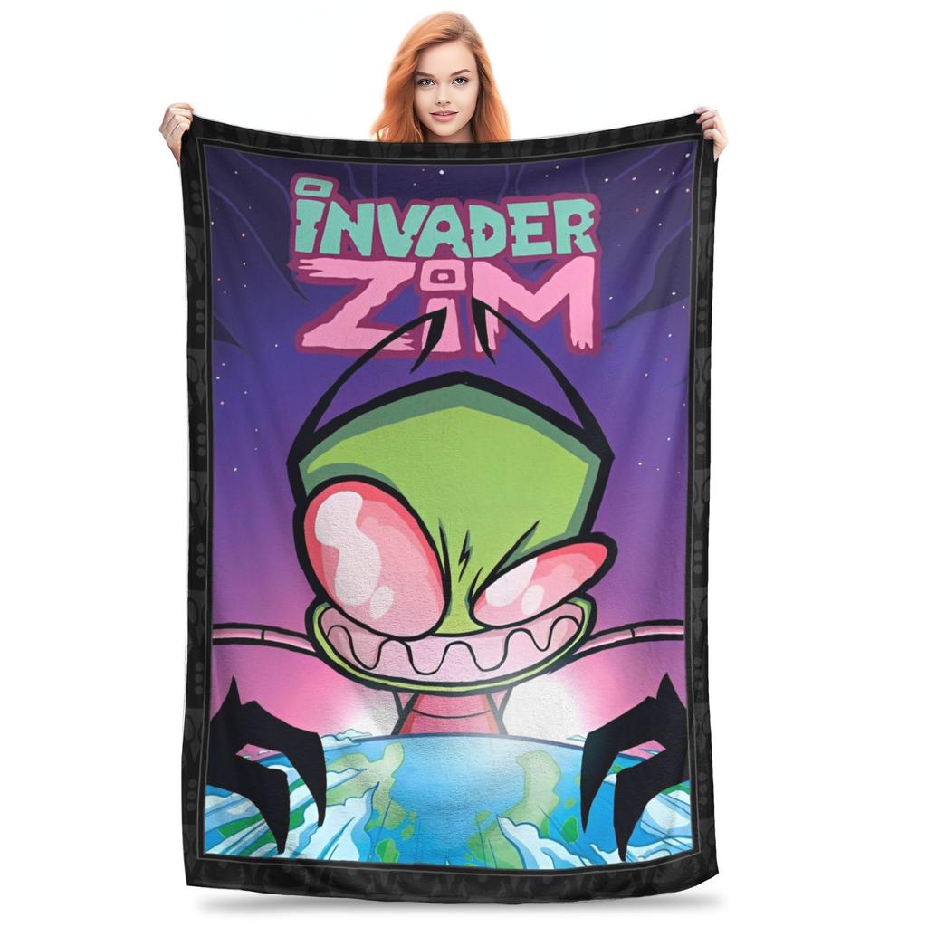 Invader Zim Gir Dib Robot Blankets Flannel Textile Decor Portable Super Soft Throw Blanket for Bed Car Bedspread