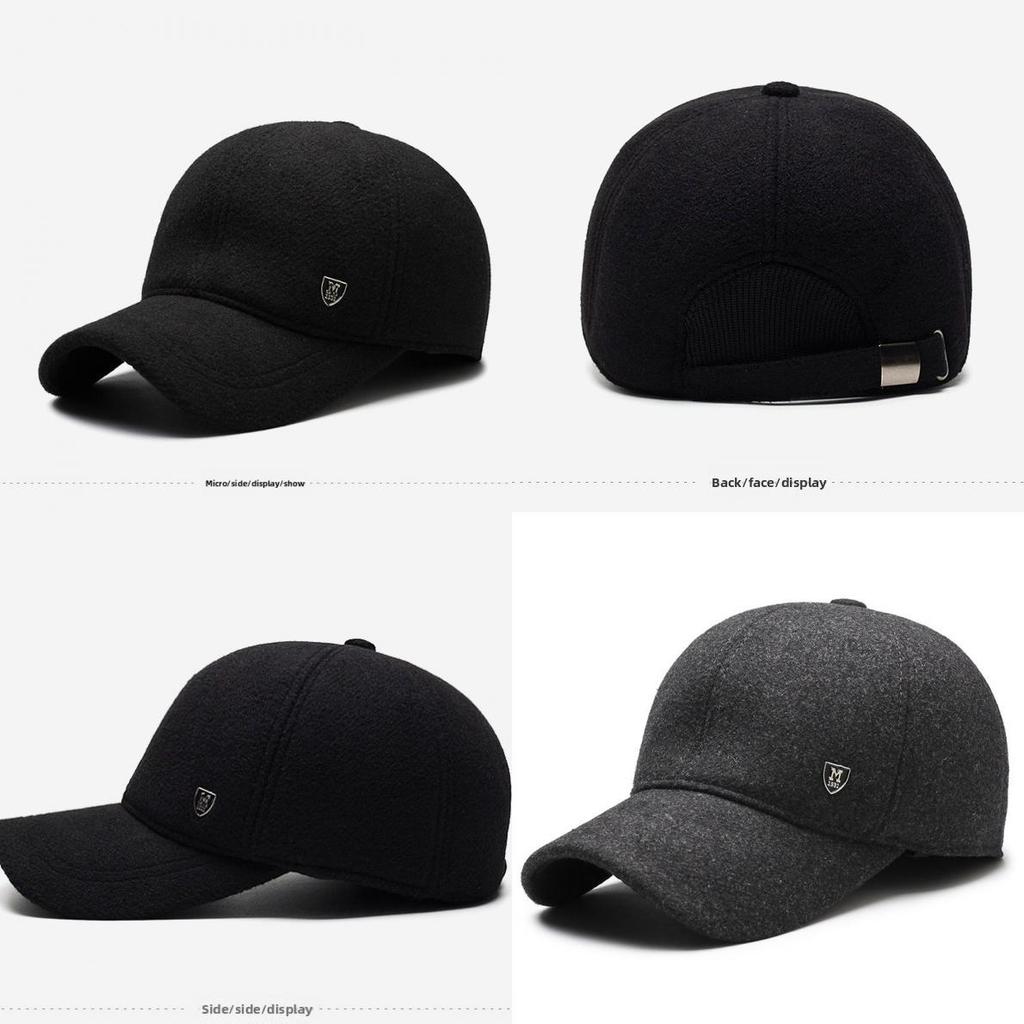 Simple Solid Color Middle Aged Warm Windproof Baseball Cap For Daily Wear