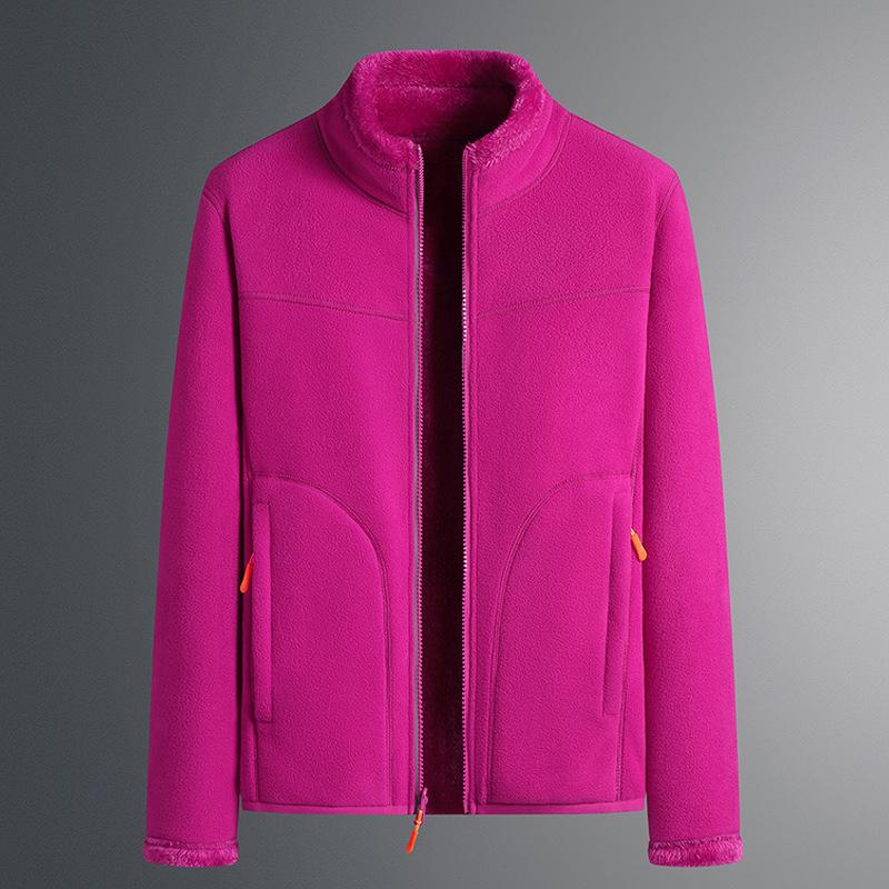 Double-sided Wear Comfortable Polar Fleece Plus Fleece Hoodie Men's Winter Coral Fleece Coat Middle-aged Men and Women Couples Winter Wear