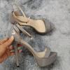 Women Sandals Sexy Open Toes 14cm Supper Flash High Heels Patent Leather Nighclub Platform Party Red Wedding Shoes Plus Size 44