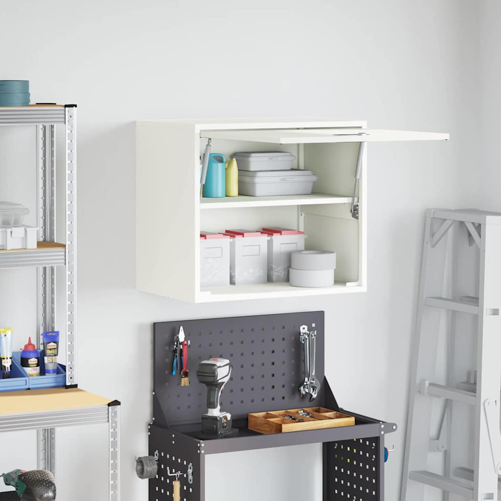 Wall Mounted Garage Cabinet with Gas Strut Door White