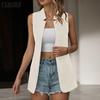 Womens Casual Solid Color Sleeveless Cardigan Vest