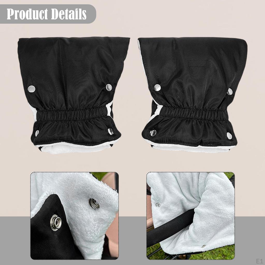 2Pcs Hand Muff Strollers Glove Accessories Waterproof Snap Button Closure Warm Windproof