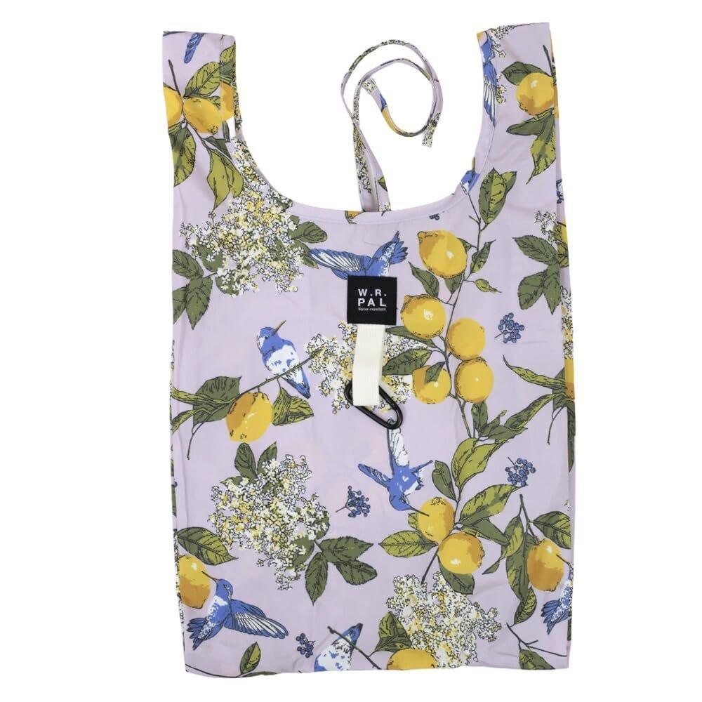 Friendshill W.R.PAL Small Water-Repellent Reusable Eco Shopping Bag, Compact Foldable with Carabiner, Citrus Bird Purple, ZS-158-210