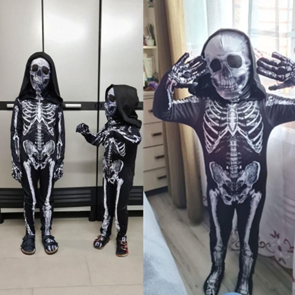Polyester Halloween Cosplay Costume Separate Headgear Skull Bodysuits  Halloween