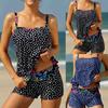 Женский купальник в горошек 2023, черный женский купальник в горошек с высокой талией, регулируемый пляжный купальник в горошек, комплект танкини