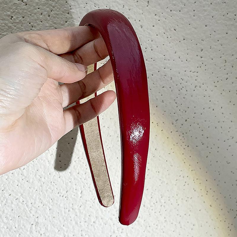 Ретро-красная кожаная губчатая повязка на голову для женщин, темпераментный обруч для волос, мытье лица, повязка для волос, женские аксессуары для волос на вечеринку, подарок