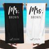 1 шт. Пляжное полотенце Mr & Mrs, пляжное полотенце с индивидуальным именем, подарок на медовый месяц, летние влюбленные, летняя атмосфера, свадебный подарок, персонализированное пляжное полотенце