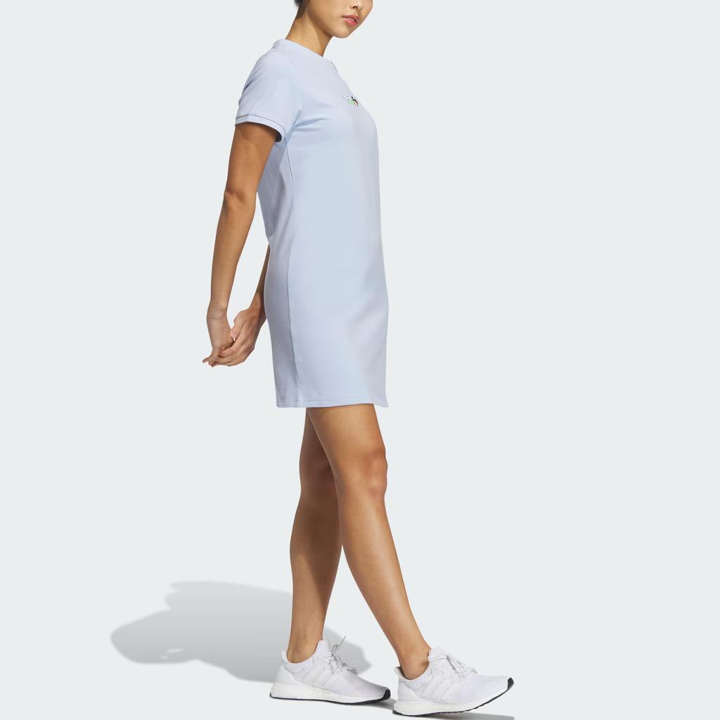 Adidas Графическое платье с вышитым логотипом Женское платье светло-розово-синее HY2865