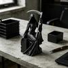 Grim Reaper Figurine with Scythe 3D Printed Mysterious Female Grim Reaper Statue Gothic Spooky Sculpture for Bookshelf Desk