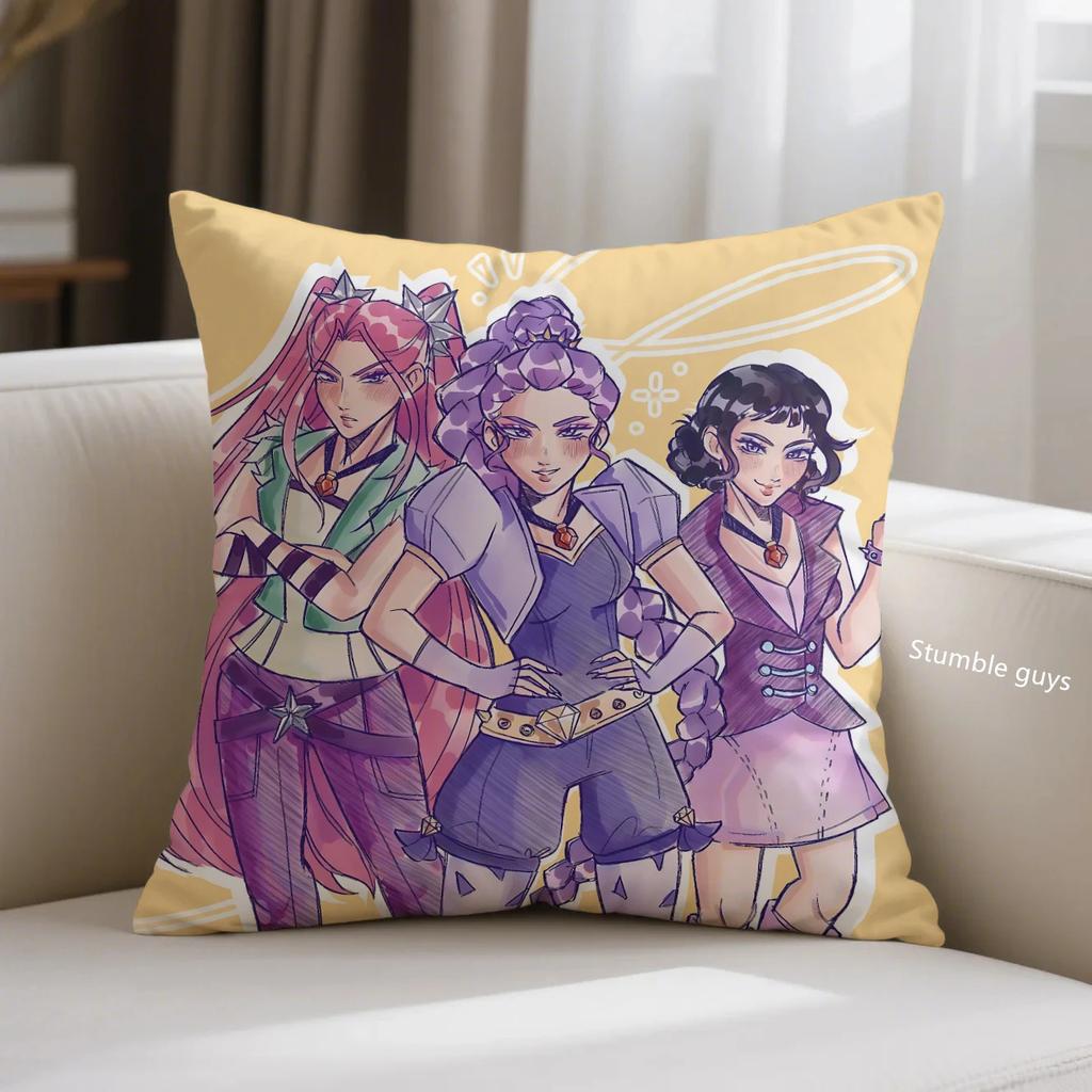 Kpop Cushion Cover Demon Hunters Anime Sofa Pillowcase For Fans