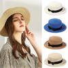 Casual Flat Brim Breathable Visors Straw Cap Beach Hat Panama Sun Hat