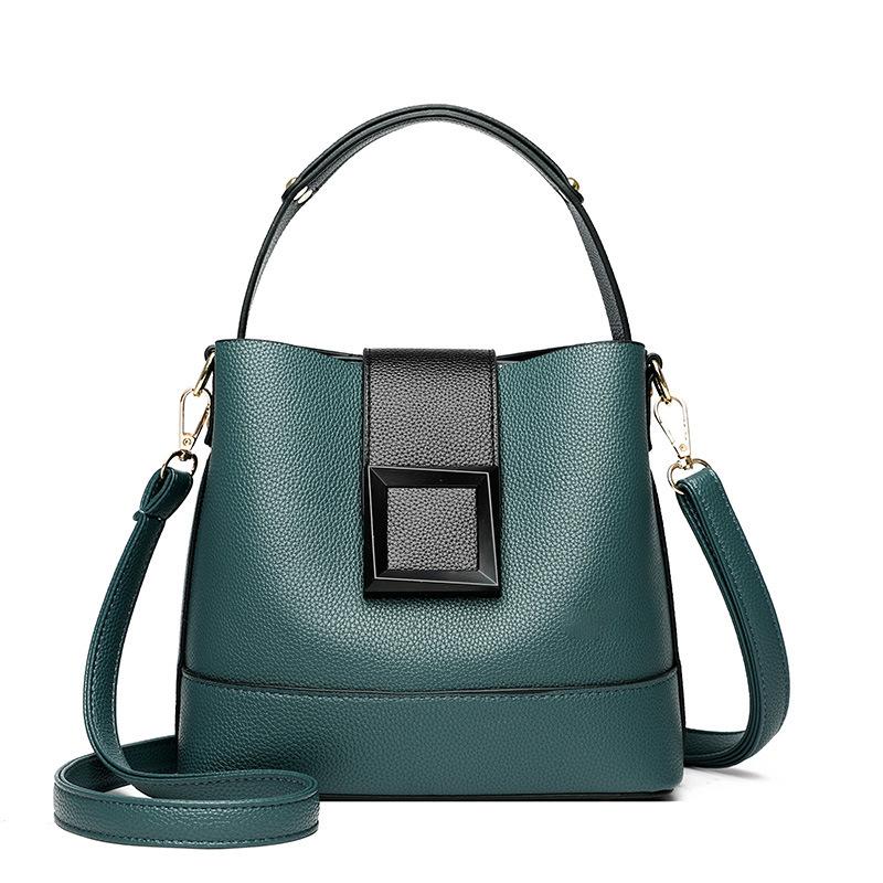 Новая универсальная кожаная сумка-ведро, модная женская сумка через плечо, большая вместимость, модные женские сумки через плечо