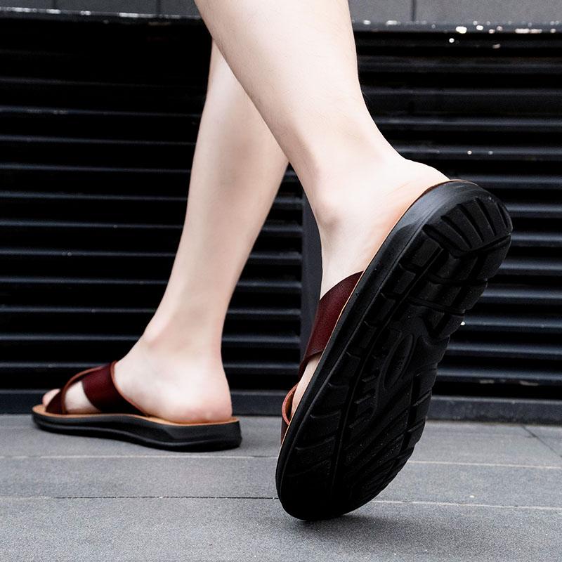 Новые поступления итальянские кожаные тапочки для мужчин летние пляжные тапочки для отелей высокого качества легкие мужские шлепанцы большой размер 38-47