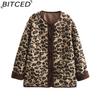 BITCED Женское осеннее модное пальто оверсайз из стриженой овчины с леопардовым принтом на пуговицах