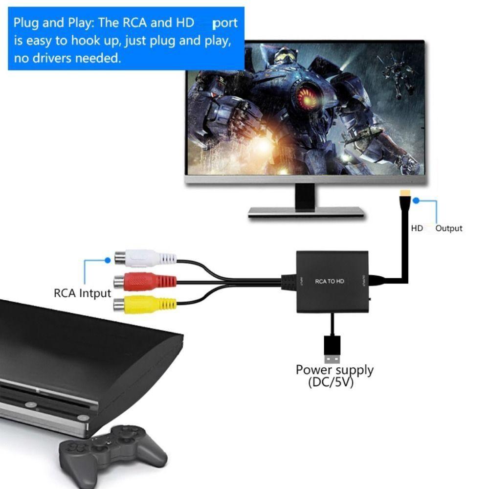 ТВ Игры Поддержка PAL NTSC 1080P 3 RCA RCA в HD Конвертер AV в HD Кабель CVBS Композитный