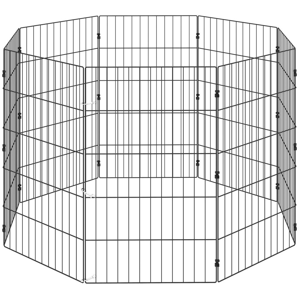 Dog Playpen Expandable Folding Metal Fence 50x80cm Black