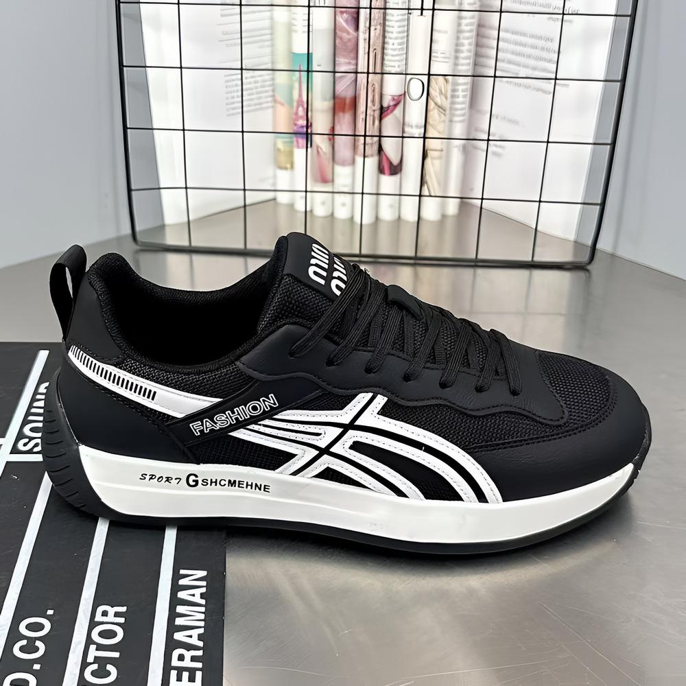 Повседневная обувь из дышащей сетки, весна 2025, новые мужские туфли, нескользящие и износостойкие, обувь Forrest Gump, мужские спортивные туфли на шнуровке