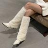 Fashion The 2025 Autumn/winter New Style of Fashionable and Warm Furry Pointed-toe Thin-heeled Stylish Long-sleeved Fashion Boots