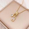 Necklace Explosive Square Ice Cream Color Necklace Light Luxury Micro-inlaid Zircon Temperament Advanced Sense Simple Accessories