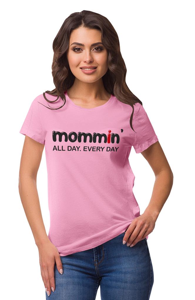 Inkmeso Футболка с круглым вырезом и коротким рукавом Mommin All Day Every Day с графическим принтом