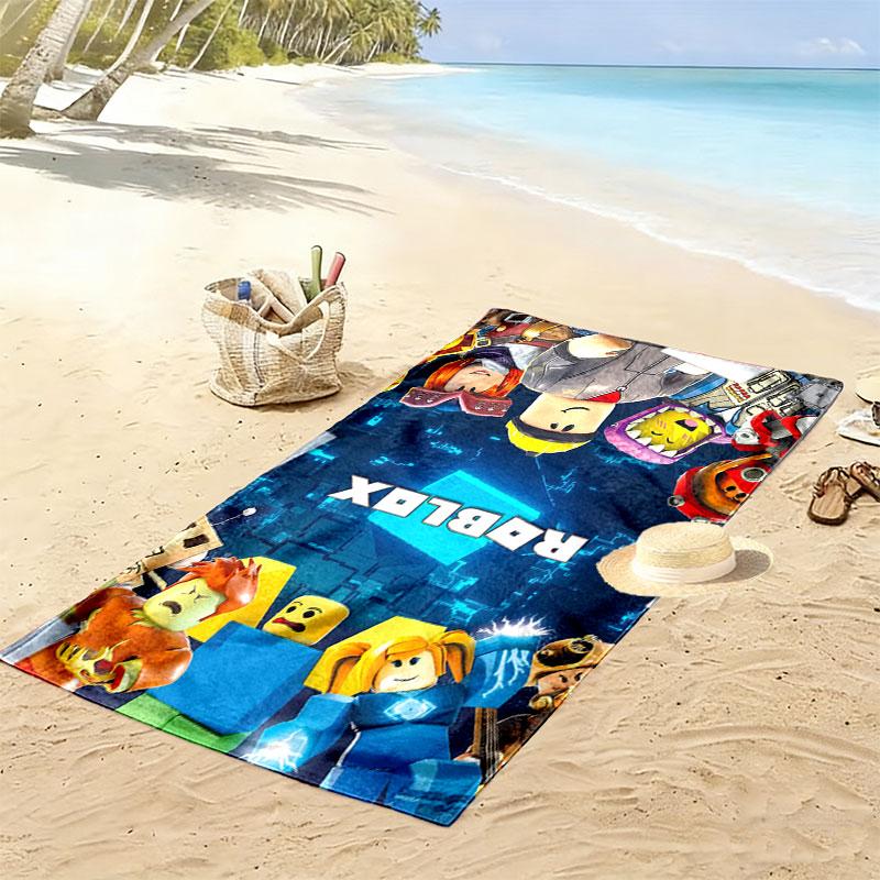 Roblox Cartoon Print Beach Towel, Large Soft Quick Dry Towel for Beach Camping Swimming