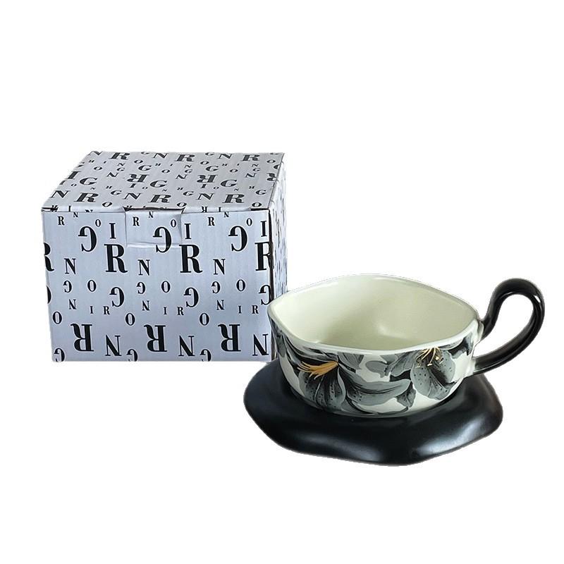 Нишевый дизайн, керамическая чашка и блюдце, набор, кружка для дома и офиса, средневековая кофейная чашка, ощущение легкой роскоши и высокого класса