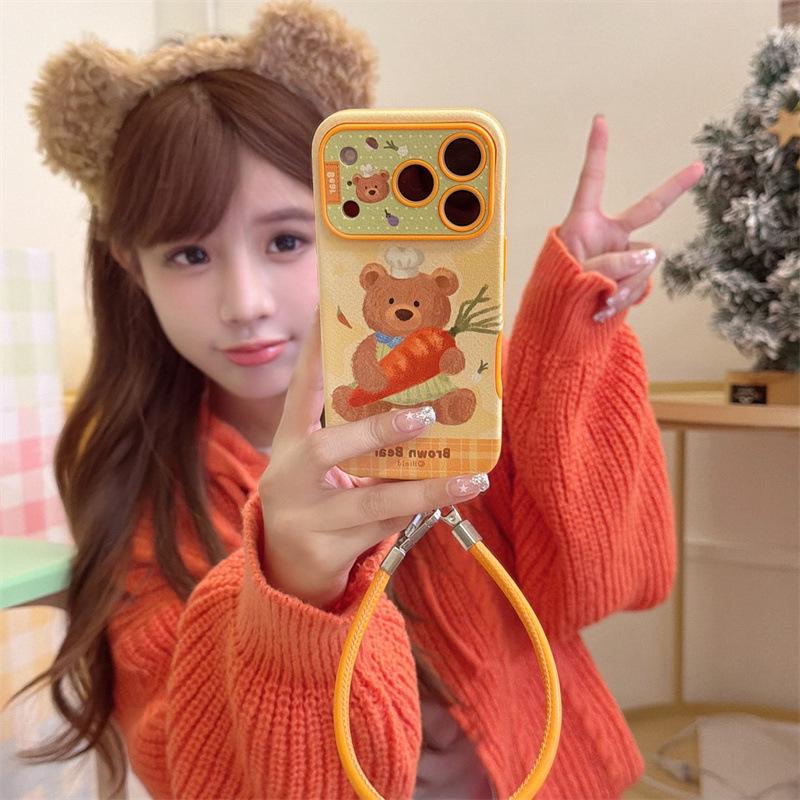Мультяшный Чехол Jellycat Морковный Медведь для iPhone 17, 16 Pro Max, 15, 14 для Женщин