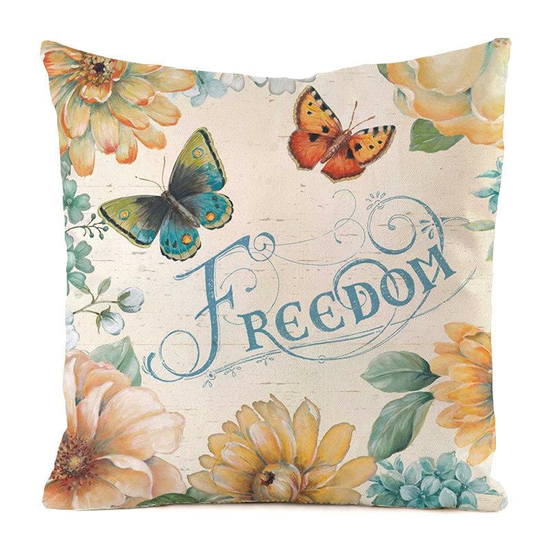 Retro Butterfly Flower Series Digital Printing Short Plush Pillow Covers For Car Sofa Office Cushion Cover Home Goods 60X60Cm