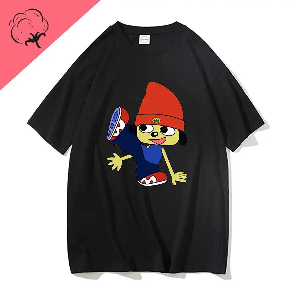 Футболка Parappa The Rapper унисекс WoUnisex Черная модная футболка большого размера в стиле хип-хоп с коротким рукавом Футболка унисекс Забавные футболки WoUnisex
