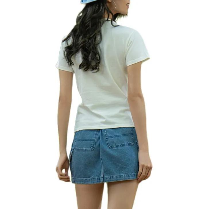 Vans T-Shirts Women's Ecru Crew Neck Moderate Straight Fit (Unisex) T-Shirts VN000KPEFS8