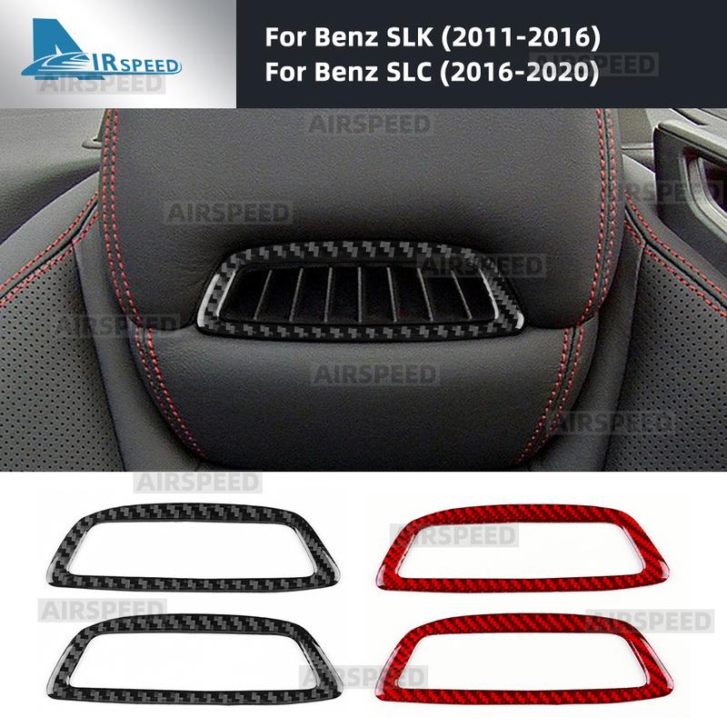 For Mercedes Benz SLK R172 2011-2015 2016 SLC 2016-2020 Car Seat Headrest Panel Interior Real Soft Carbon Fiber Trim Sticker.