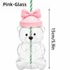 Transparent Glass Cup with Straw 2025 Teddy Bear Glass Cup Cute Bear Straw Cup  Parties