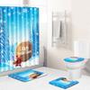 Christmas Shower Curtain Floor Mat Combination Four-Piece Set Kitchen Door Mat Bedroom Living Room Carpet