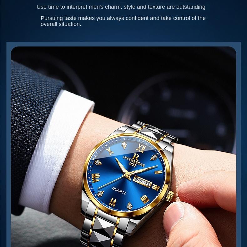 ONTHEEDGE Watch Men's Business Non-mechanical Watch Waterproof Luminous Quartz Watch